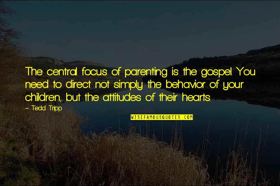 Not Direct Quotes By Tedd Tripp: The central focus of parenting is the gospel.