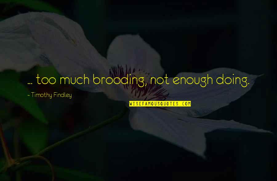 Not Doing Enough Quotes By Timothy Findley: ... too much brooding, not enough doing.