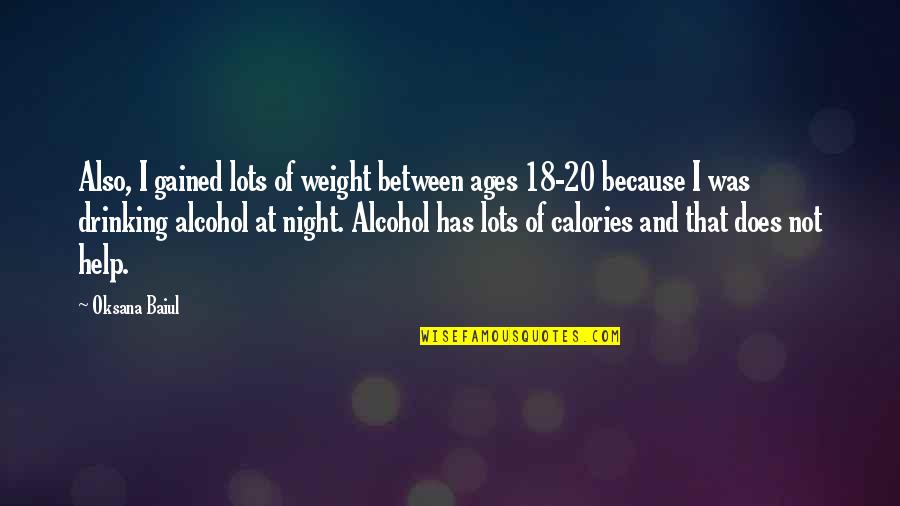 Not Drinking Alcohol Quotes By Oksana Baiul: Also, I gained lots of weight between ages