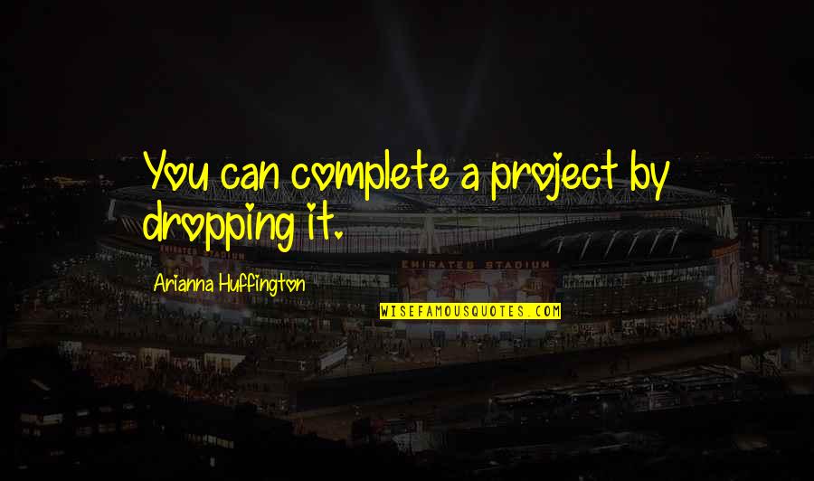 Not Dropping Out Quotes By Arianna Huffington: You can complete a project by dropping it.