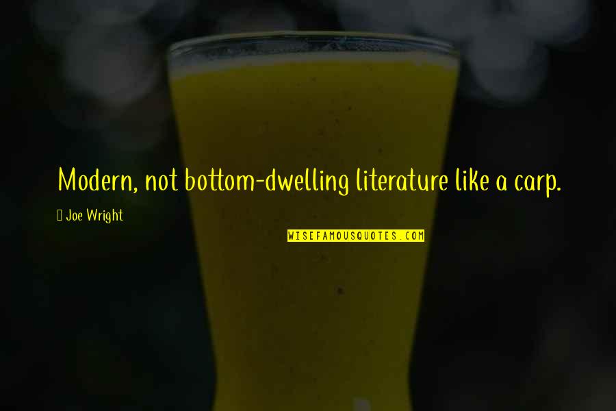 Not Dwelling Quotes By Joe Wright: Modern, not bottom-dwelling literature like a carp.