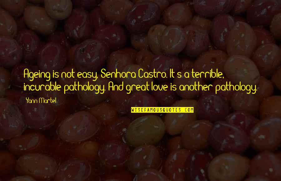 Not Easy Love Quotes By Yann Martel: Ageing is not easy, Senhora Castro. It's a Not Easy Love Quotes By Yann Martel: Ageing is not easy, Senhora Castro. It's a