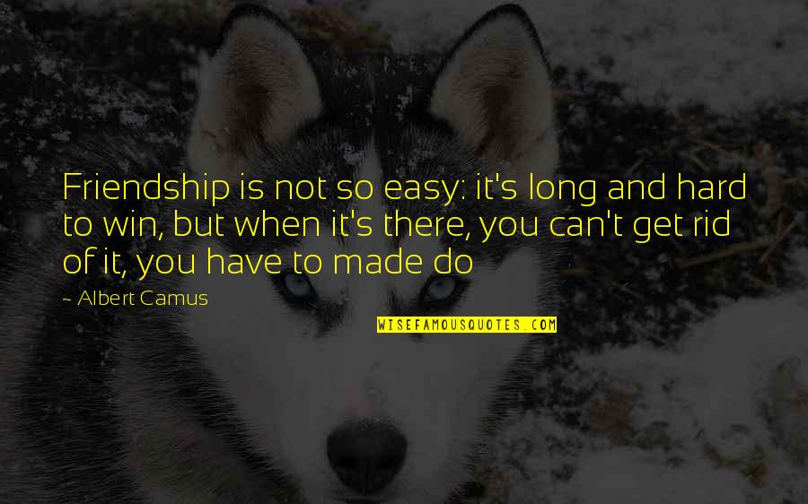 Not Easy To Get Quotes By Albert Camus: Friendship is not so easy: it's long and