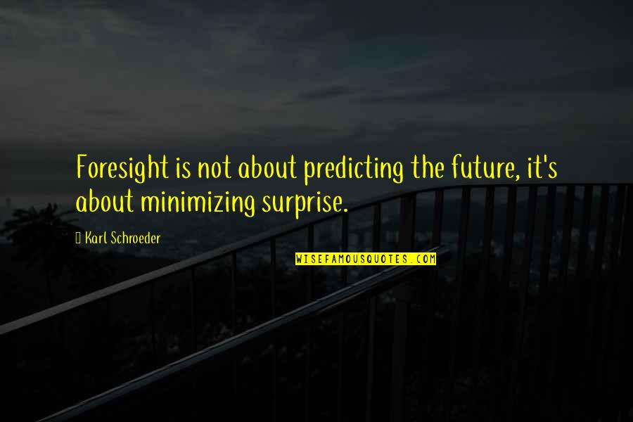 Not Enjoying Work Quotes By Karl Schroeder: Foresight is not about predicting the future, it's