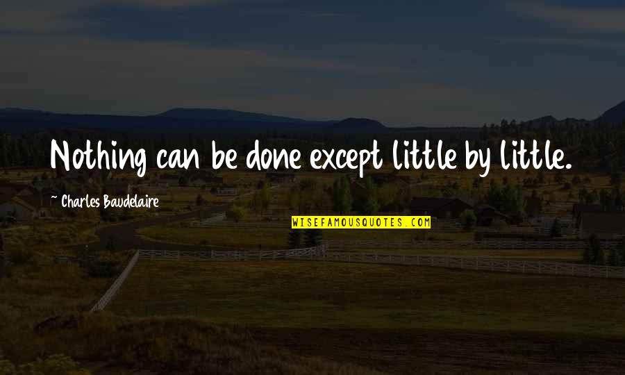 Not Everyone Cares Quotes By Charles Baudelaire: Nothing can be done except little by little.