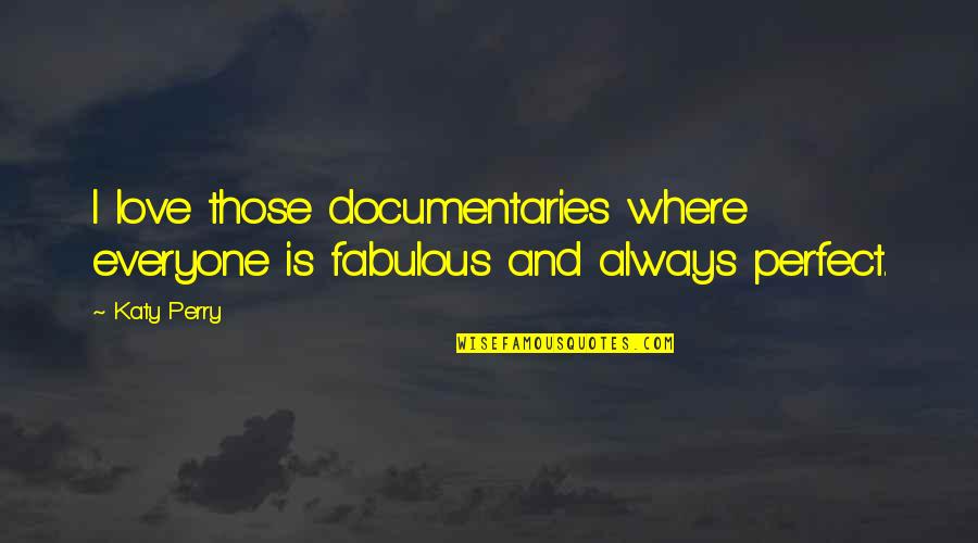 Not Everyone Is Perfect Quotes By Katy Perry: I love those documentaries where everyone is fabulous