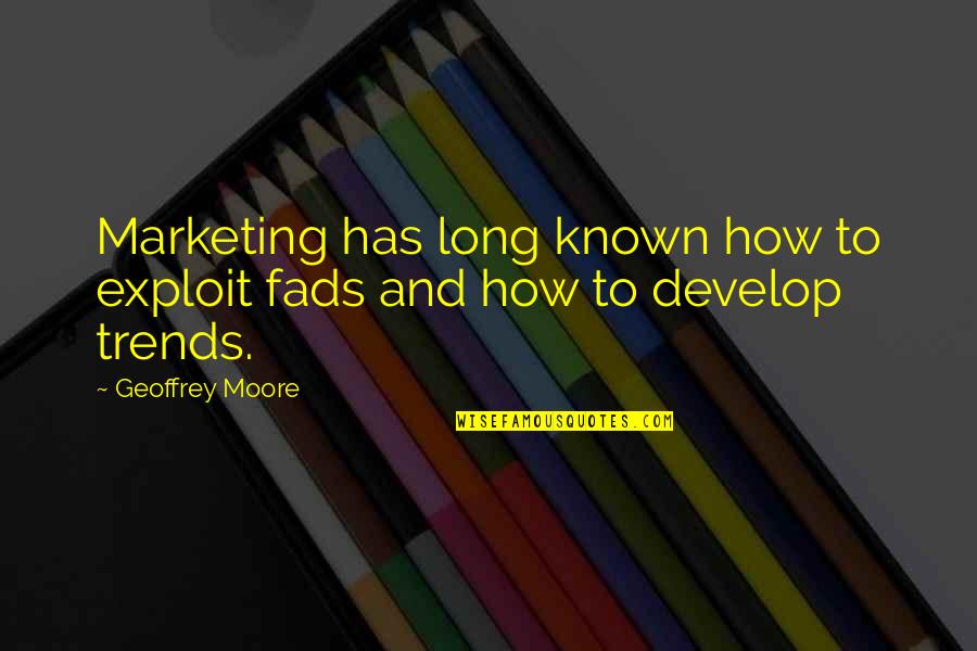 Not Exploit Quotes By Geoffrey Moore: Marketing has long known how to exploit fads