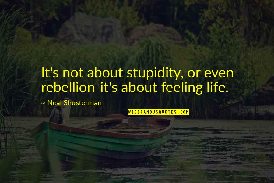 Not Feeling Life Quotes By Neal Shusterman: It's not about stupidity, or even rebellion-it's about