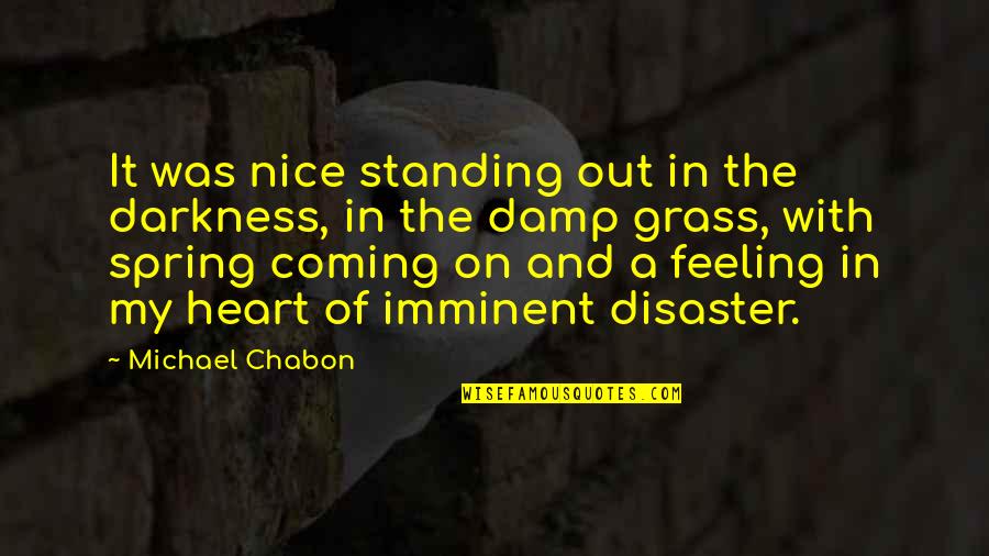 Not Feeling Nice Quotes By Michael Chabon: It was nice standing out in the darkness, Not Feeling Nice Quotes By Michael Chabon: It was nice standing out in the darkness,