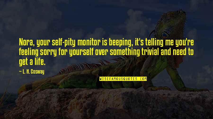 Not Feeling Sorry For Yourself Quotes By L. H. Cosway: Nora, your self-pity monitor is beeping, it's telling