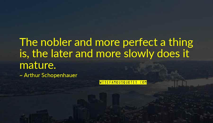 Not Feeling Stressed Quotes By Arthur Schopenhauer: The nobler and more perfect a thing is,