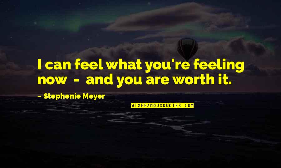 Not Feeling Worth It Quotes By Stephenie Meyer: I can feel what you're feeling now -