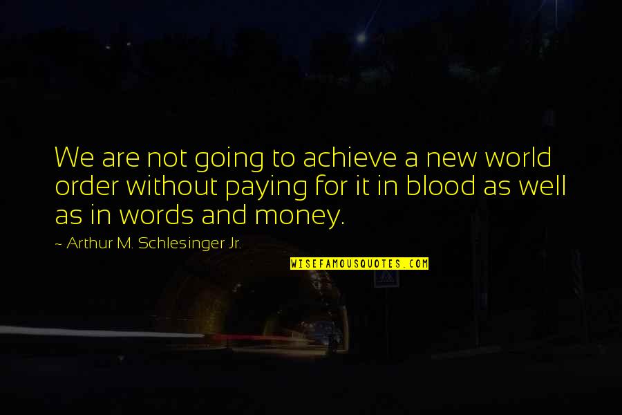 Not For Money Quotes By Arthur M. Schlesinger Jr.: We are not going to achieve a new