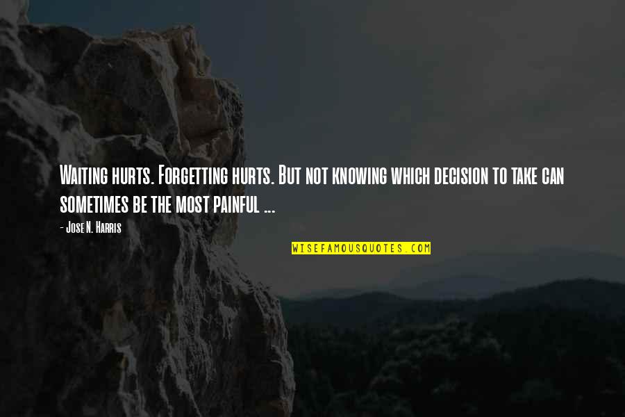 Not Forgetting The Pain Quotes By Jose N. Harris: Waiting hurts. Forgetting hurts. But not knowing which