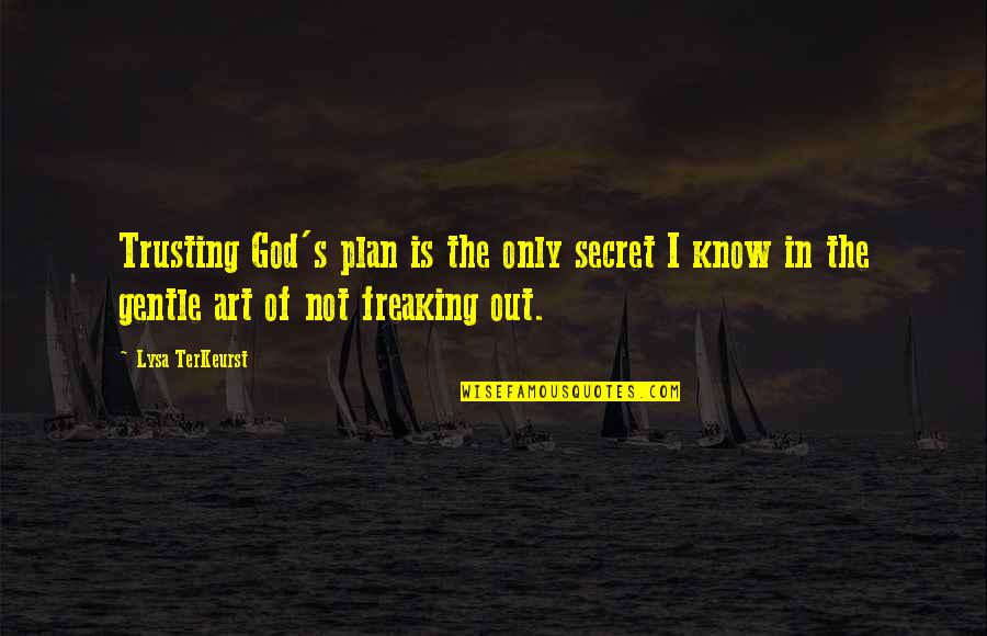 Not Freaking Out Quotes By Lysa TerKeurst: Trusting God's plan is the only secret I