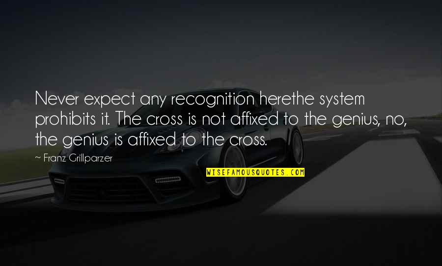 Not Genius Quotes By Franz Grillparzer: Never expect any recognition herethe system prohibits it.