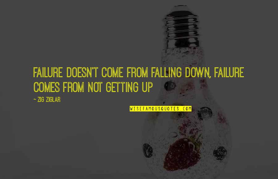 Not Getting Down Quotes By Zig Ziglar: Failure doesn't come from falling down, failure comes