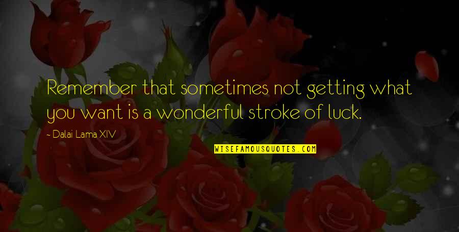 Not Getting What You Want Quotes By Dalai Lama XIV: Remember that sometimes not getting what you want