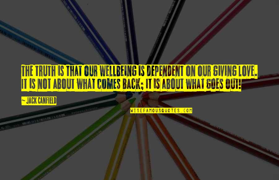 Not Giving Out Quotes By Jack Canfield: The truth is that our wellbeing is dependent