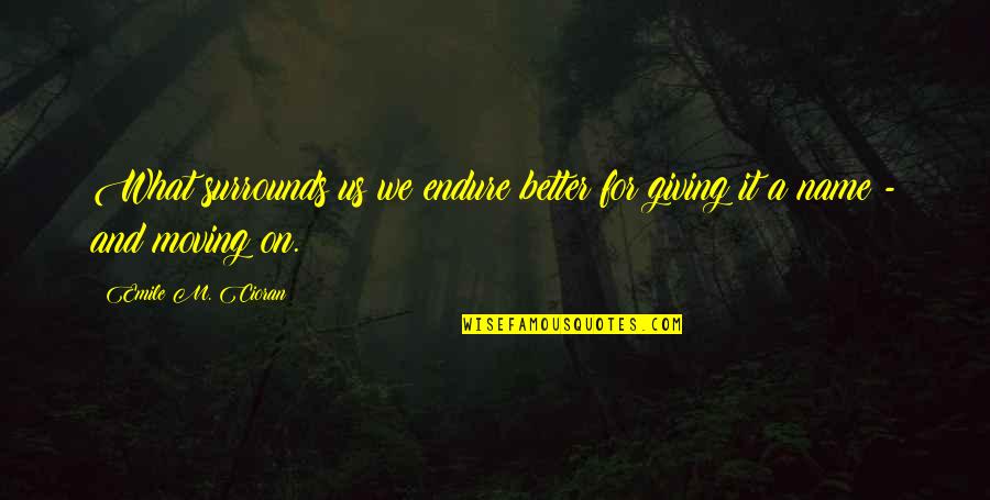 Not Giving Up And Moving On Quotes By Emile M. Cioran: What surrounds us we endure better for giving