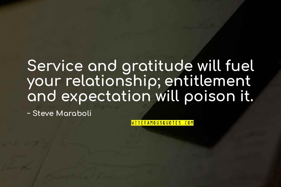 Not Giving Up In A Relationship Quotes By Steve Maraboli: Service and gratitude will fuel your relationship; entitlement