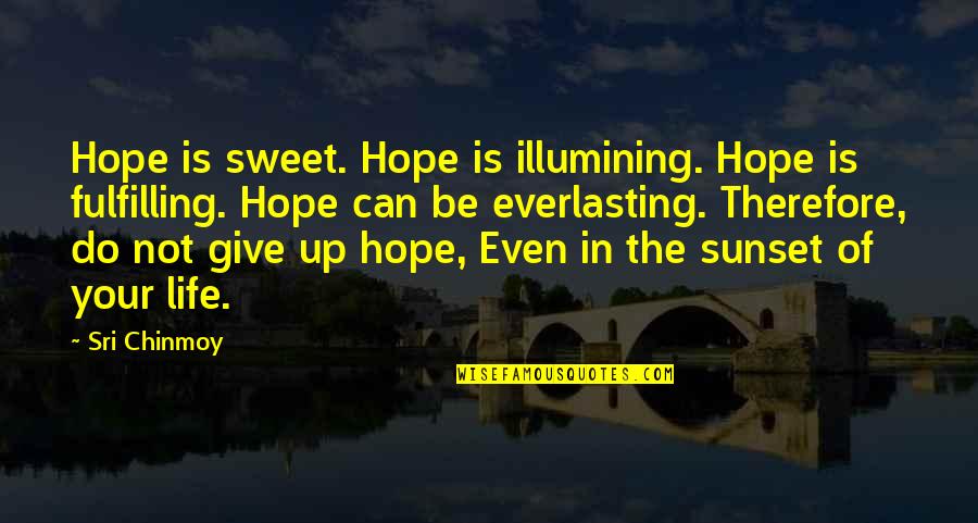 Not Giving Up In Life Quotes By Sri Chinmoy: Hope is sweet. Hope is illumining. Hope is