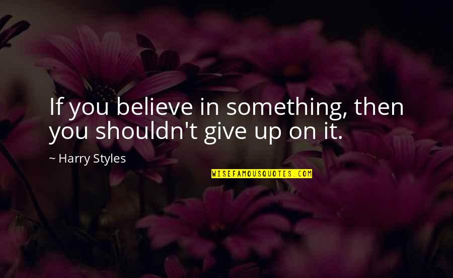 Not Giving Up On Something You Believe In Quotes By Harry Styles: If you believe in something, then you shouldn't