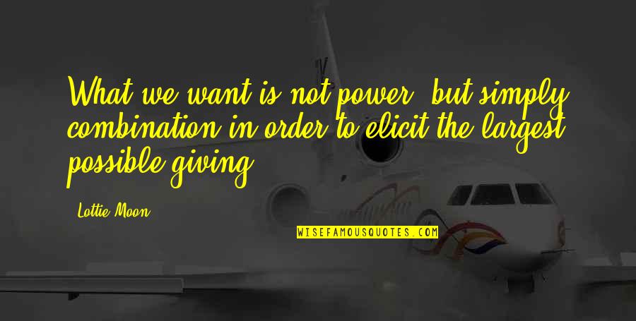 Not Giving Up On What You Want Quotes By Lottie Moon: What we want is not power, but simply