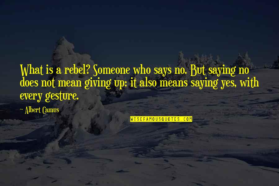 Not Giving Up Quotes By Albert Camus: What is a rebel? Someone who says no.