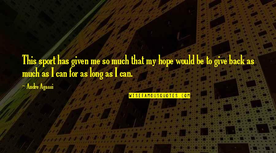 Not Giving Up Sports Quotes By Andre Agassi: This sport has given me so much that