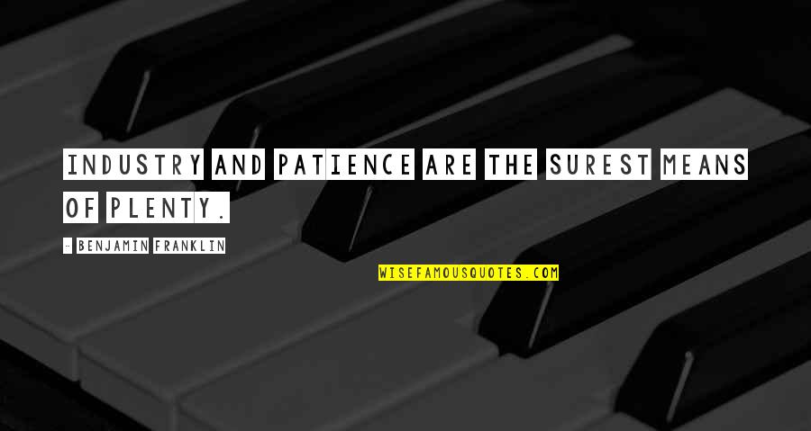 Not Good Boyfriend Quotes By Benjamin Franklin: Industry and patience are the surest means of
