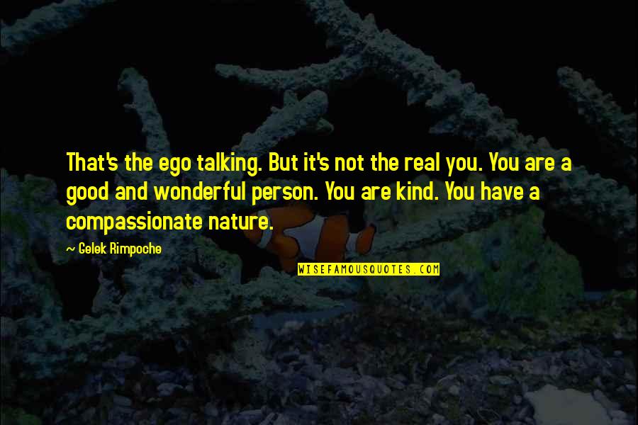 Not Good Person Quotes By Gelek Rimpoche: That's the ego talking. But it's not the