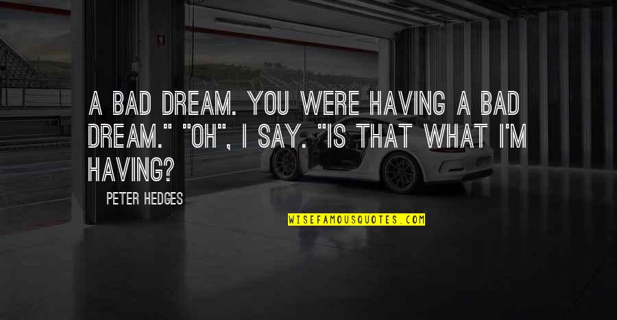 Not Having Much To Say Quotes By Peter Hedges: A bad dream. You were having a bad