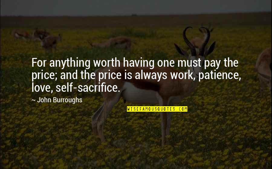 Not Having Self Worth Quotes By John Burroughs: For anything worth having one must pay the