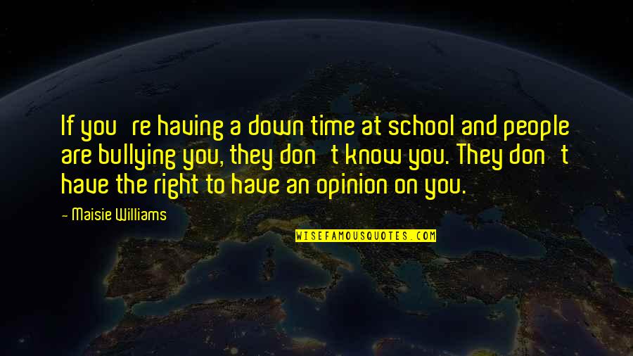 Not Having Time For Each Other Quotes By Maisie Williams: If you're having a down time at school