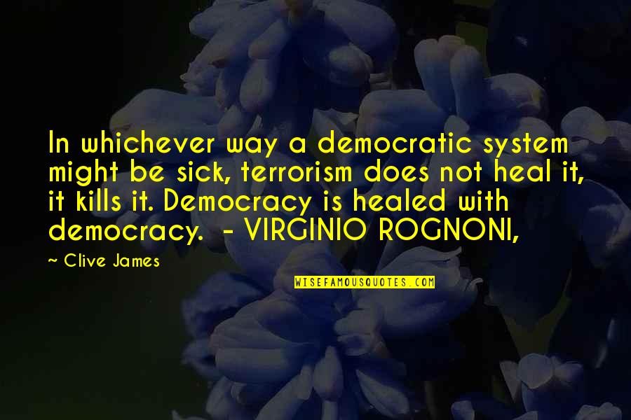 Not Healed Quotes By Clive James: In whichever way a democratic system might be