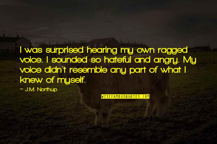 Not Hearing From You Quotes By J.M. Northup: I was surprised hearing my own ragged voice.