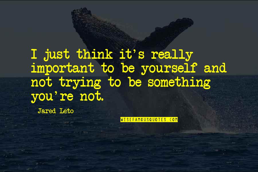 Not Important To You Quotes By Jared Leto: I just think it's really important to be