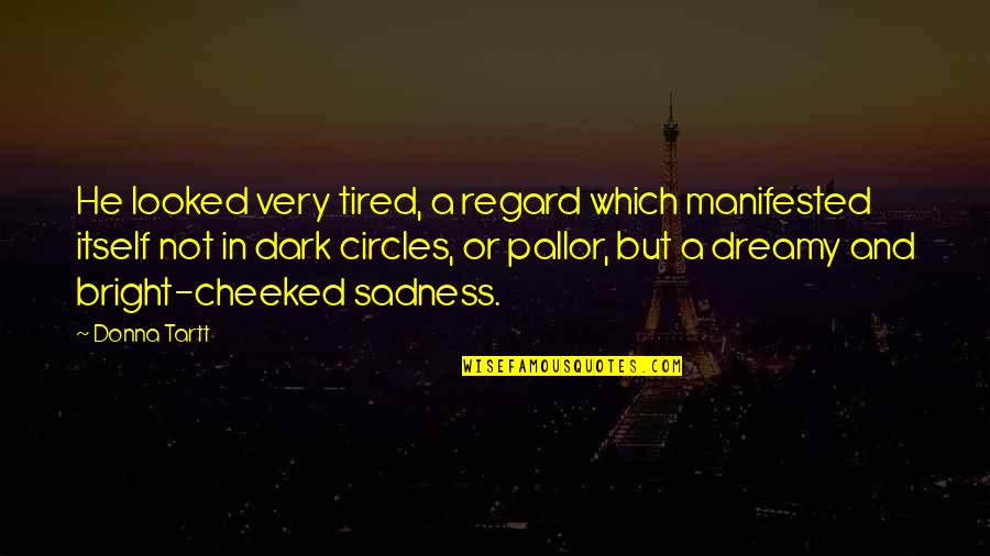 Not In Dark Quotes By Donna Tartt: He looked very tired, a regard which manifested