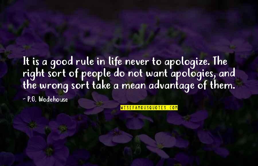 Not In The Wrong Quotes By P.G. Wodehouse: It is a good rule in life never