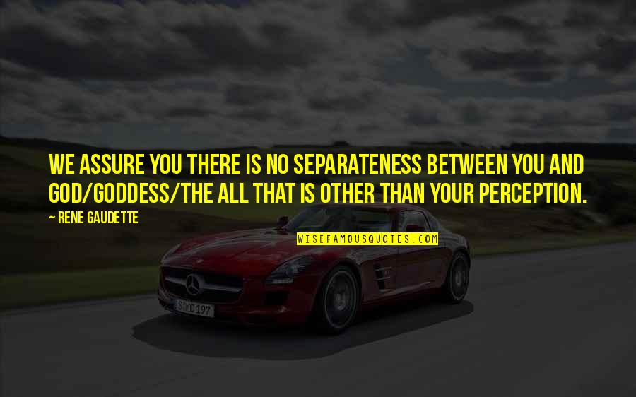 Not Knowing A Good Thing When You Have It Quotes By Rene Gaudette: We assure you there is no separateness between