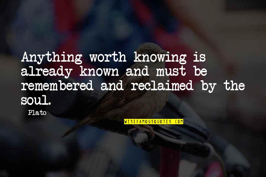 Not Knowing Anything Quotes By Plato: Anything worth knowing is already known and must