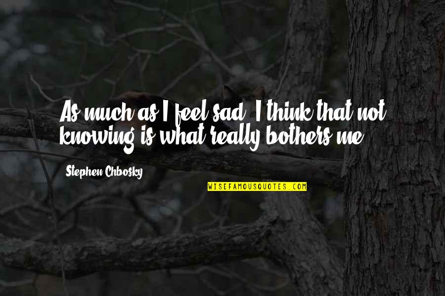 Not Knowing Quotes By Stephen Chbosky: As much as I feel sad, I think