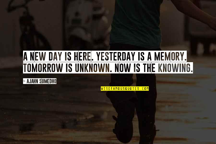 Not Knowing The Unknown Quotes By Ajahn Sumedho: A new day is here. Yesterday is a