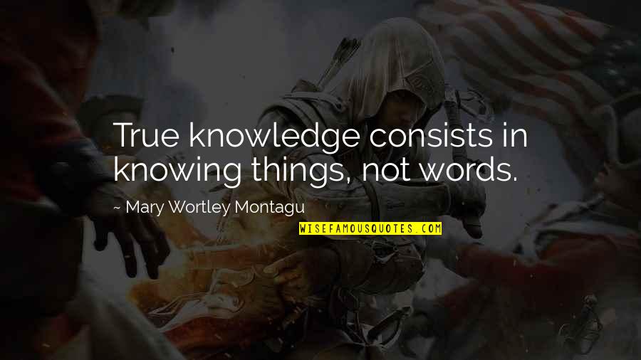 Not Knowing Things Quotes By Mary Wortley Montagu: True knowledge consists in knowing things, not words.