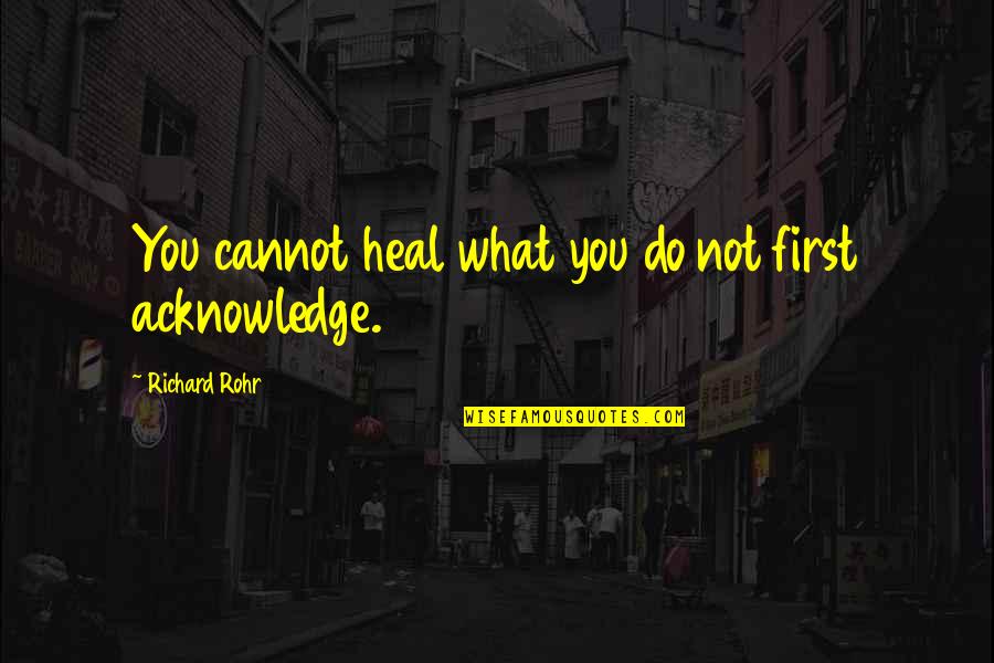 Not Knowing What To Do In The Future Quotes By Richard Rohr: You cannot heal what you do not first