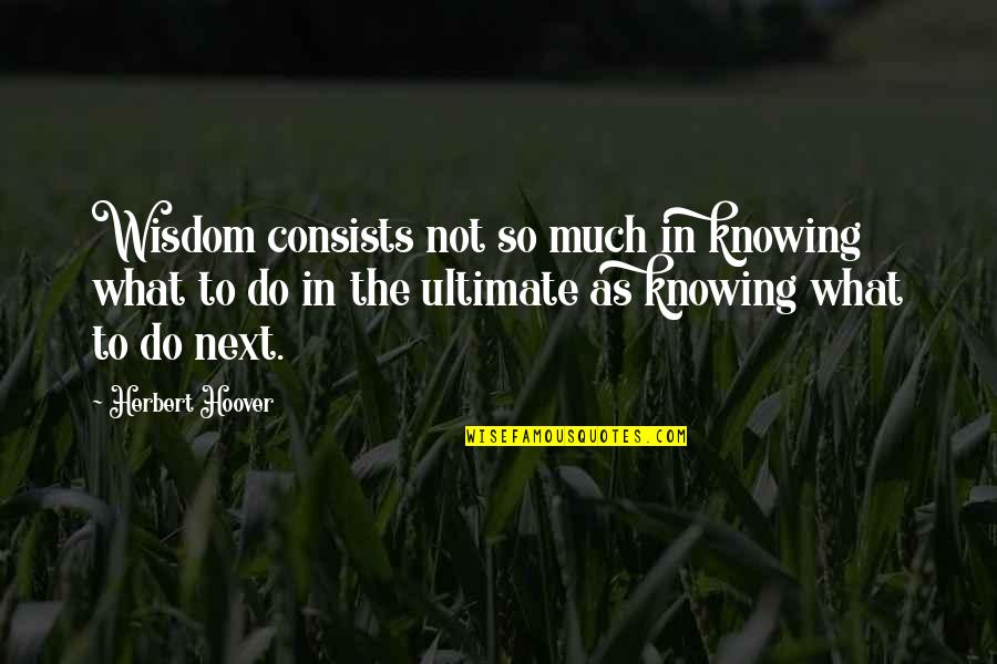 Not Knowing What To Do Next Quotes By Herbert Hoover: Wisdom consists not so much in knowing what