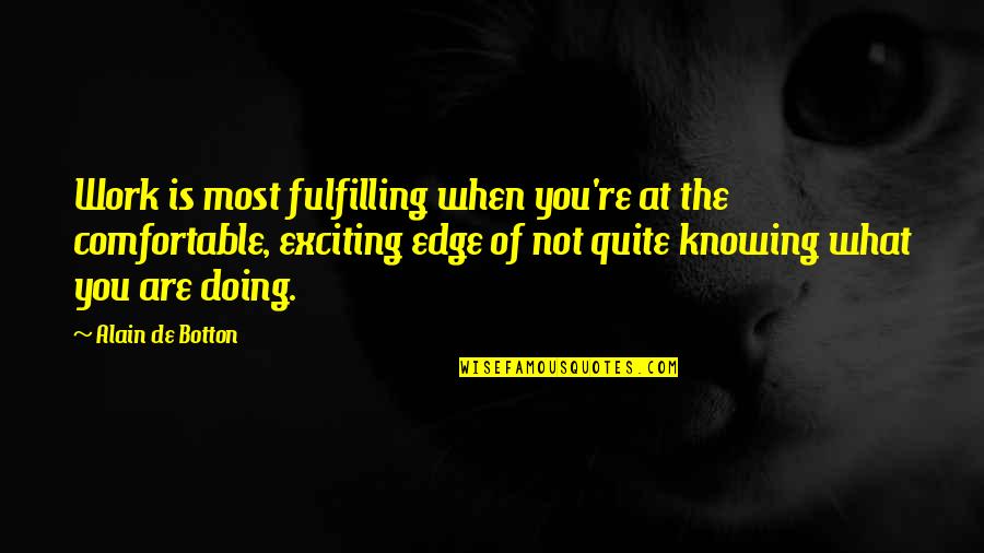 Not Knowing What You're Doing Quotes By Alain De Botton: Work is most fulfilling when you're at the
