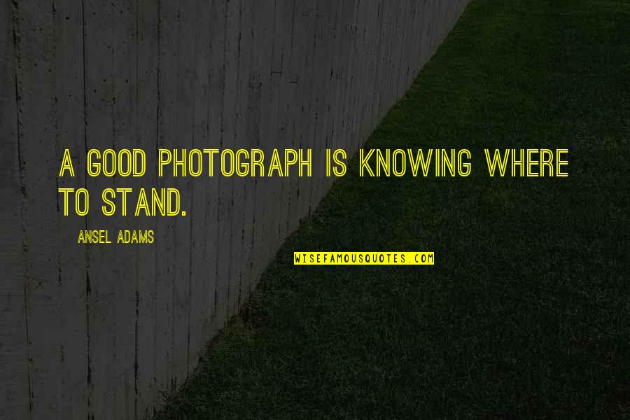 Not Knowing Where We Stand Quotes By Ansel Adams: A good photograph is knowing where to stand.