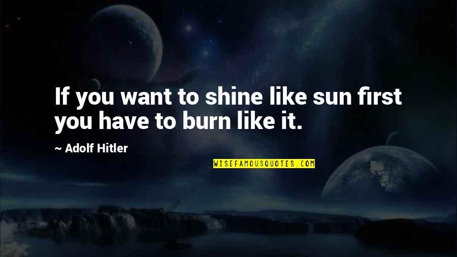 Not Knowing Where You Stand With A Guy Quotes By Adolf Hitler: If you want to shine like sun first